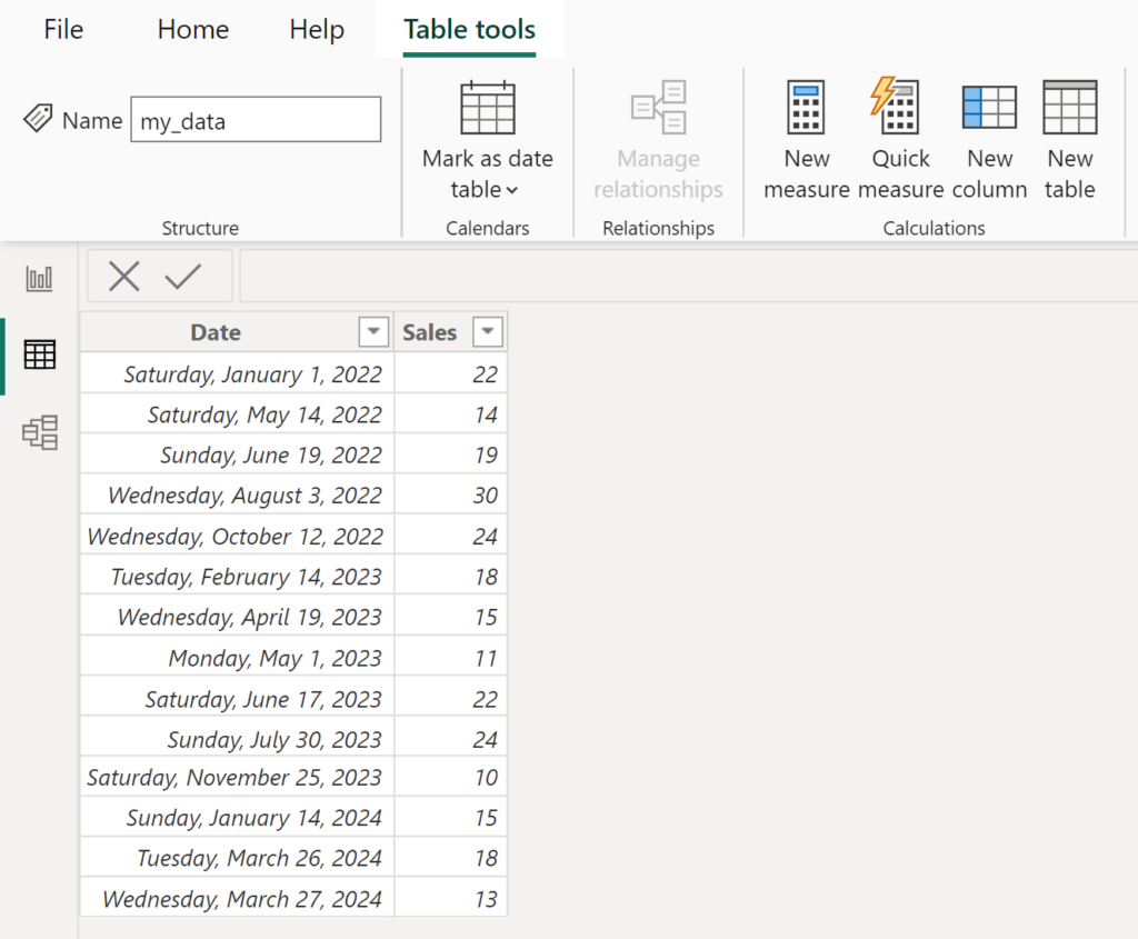 How can I remove the date hierarchy in Power BI with an example? 2