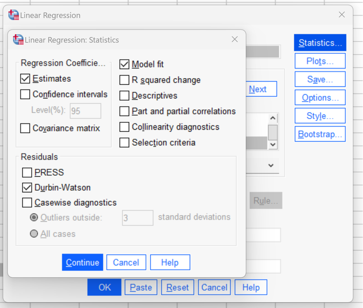 Durbin-Watson test in SPSS
