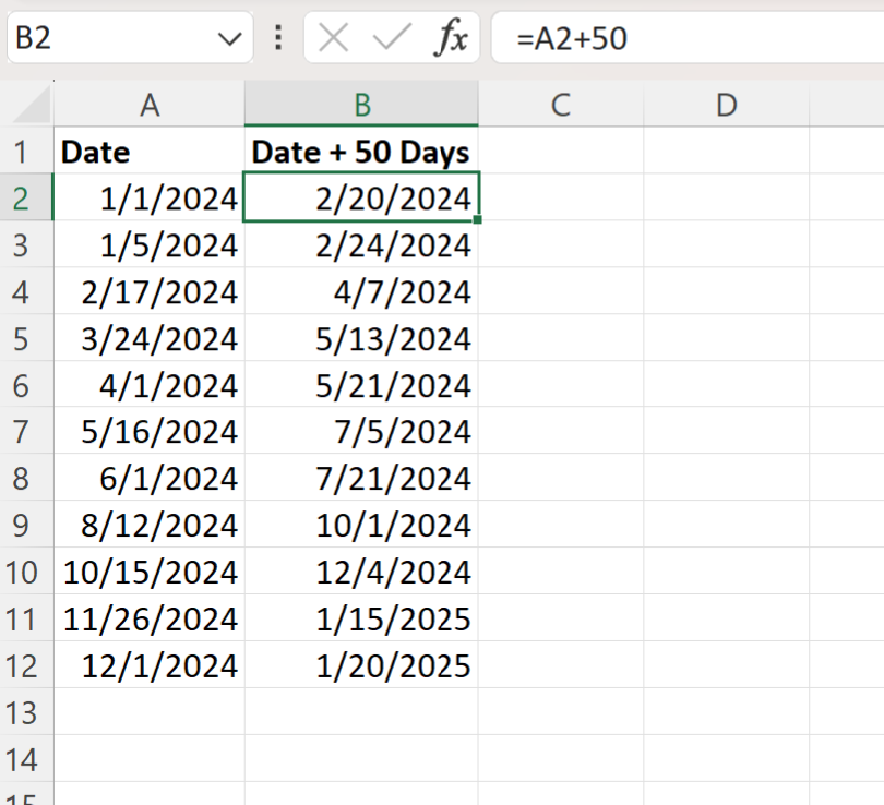 Excel calculate future date by adding days