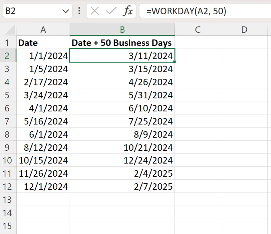 Excel calculate future date by adding business days