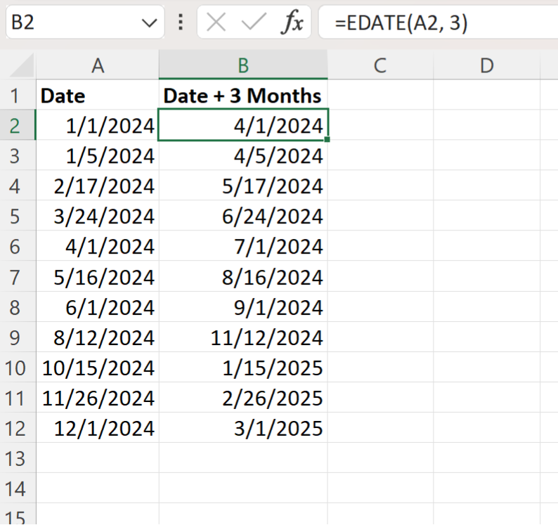 Excel calculate future date by adding months