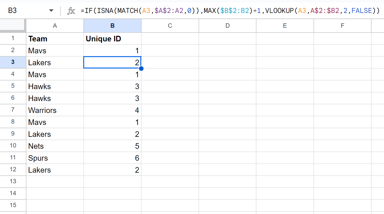 genid3 Google Sheets unique identifier