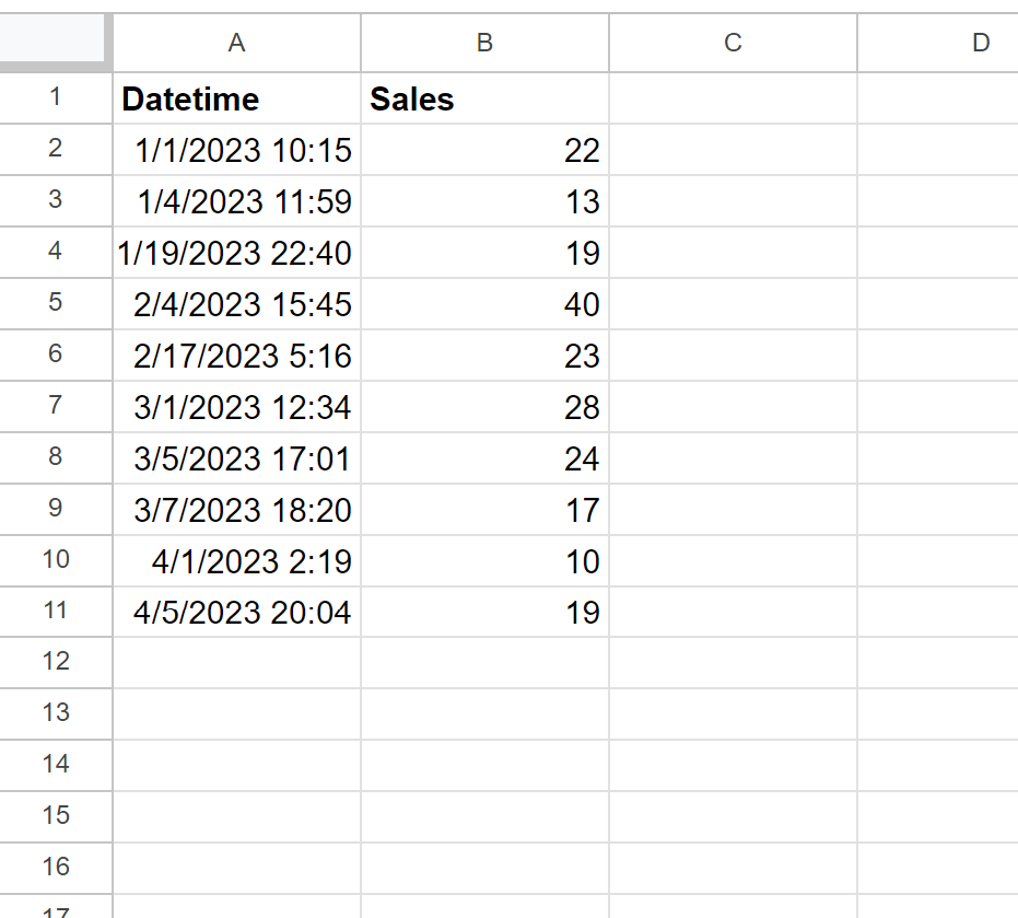 How can I extract the hour from a datetime in Google Sheets? 2
