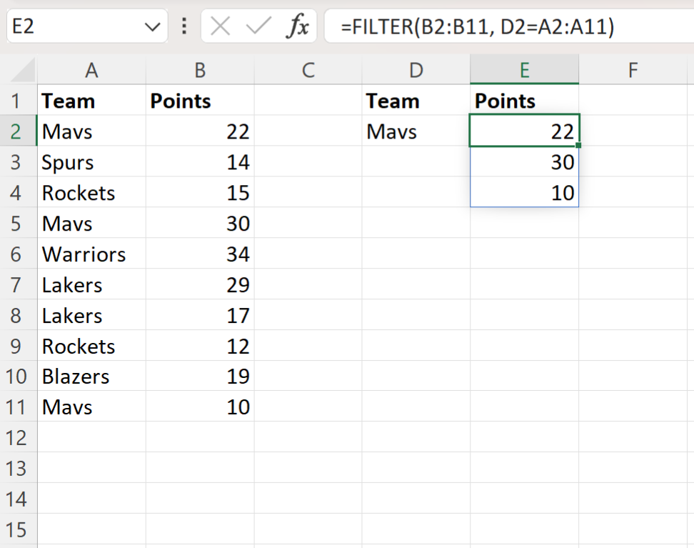 Excel list all instances of value