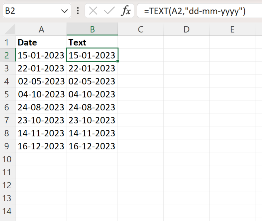 Excel convert date to text without losing format