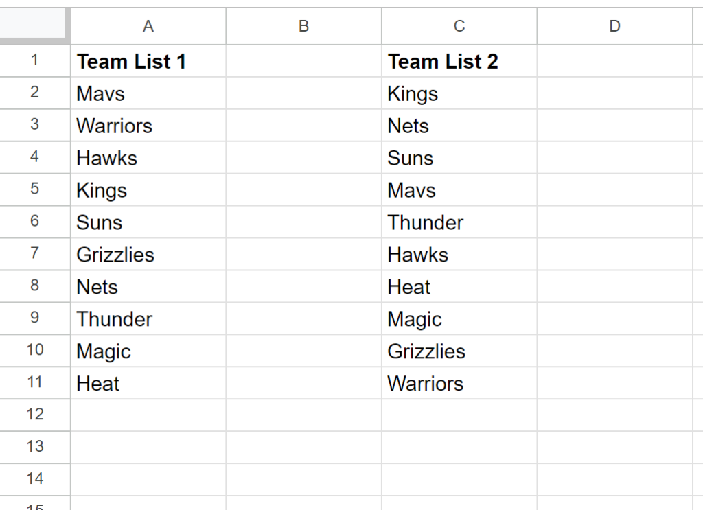 How can I sort two columns in Google Sheets to match each other? 2