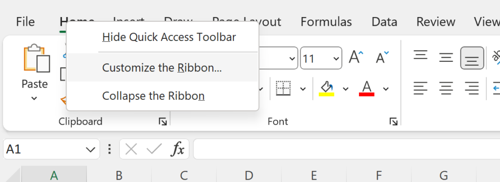 How do I add a strikethrough button to the ribbon in Excel? 2
