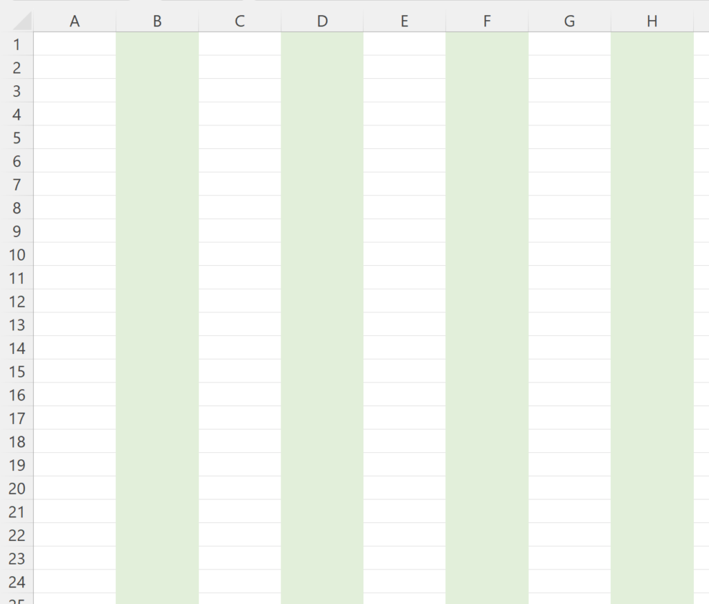How can I create alternate column colors in Excel? Can you provide an example? 2