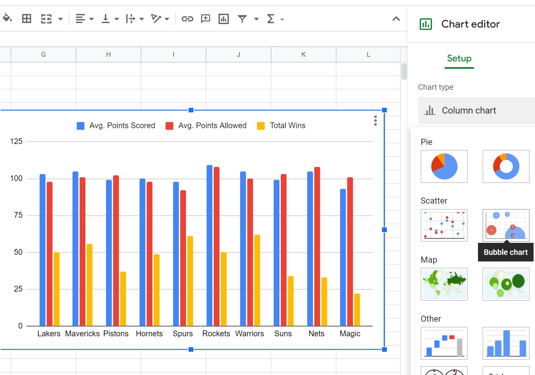 bubblesheets4 Bubble chart in Google Sheets