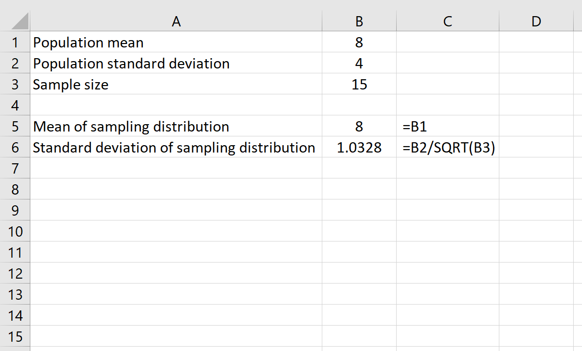 centrallimexcel1 Central limit theorem example in Excel