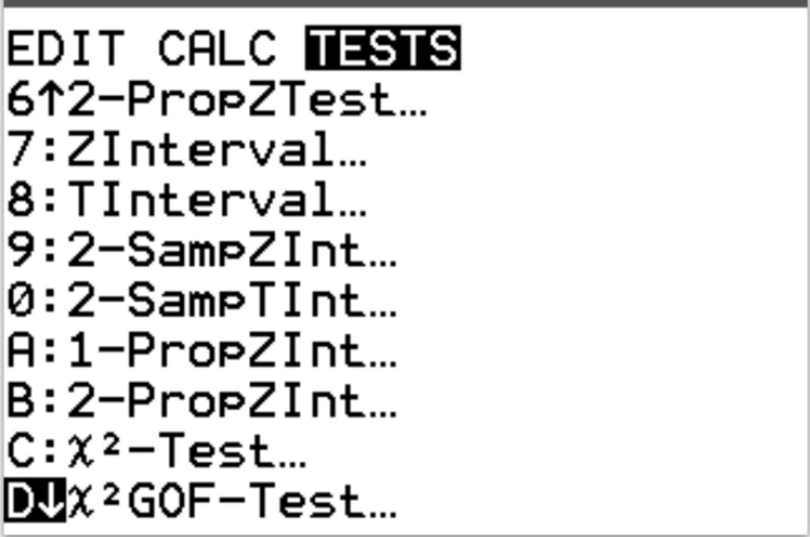 chigoodnessti2 Chi-Square goodness of fit test on a TI-84 calculator