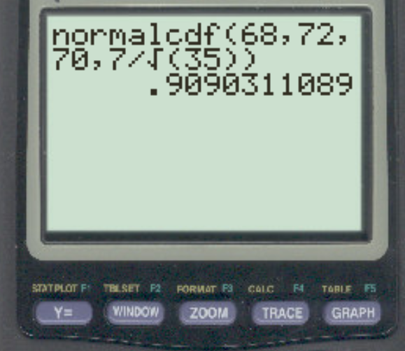 clt2 Example of central limit theorem probability on TI-84 calculator