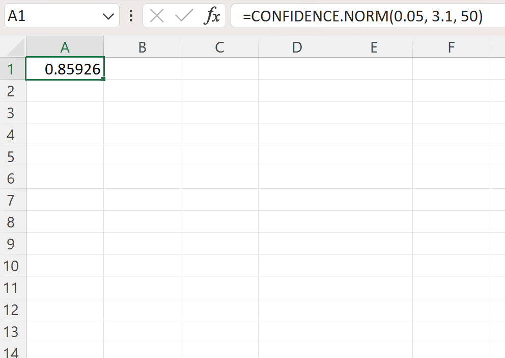 How can I use the CONFIDENCE.NORM function in Excel and what is an example of its usage? 2