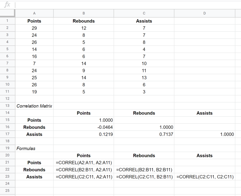 How do I create a correlation matrix in Google Sheets? 2