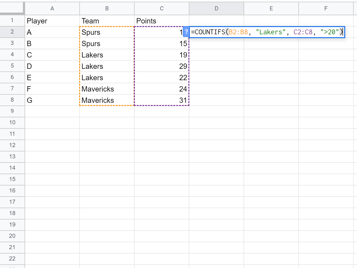 countif2 Google Sheets COUNTIF function with multiple ranges