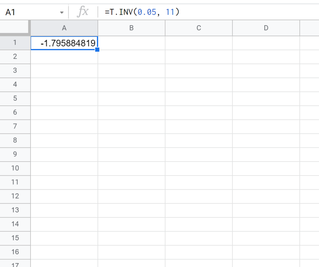 How can I calculate critical values in Google Sheets? 2