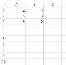 How can the dot product be easily calculated in Excel? 2