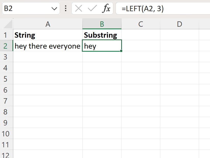 How do I extract a substring in Excel, and what are some examples of how to do so? 2