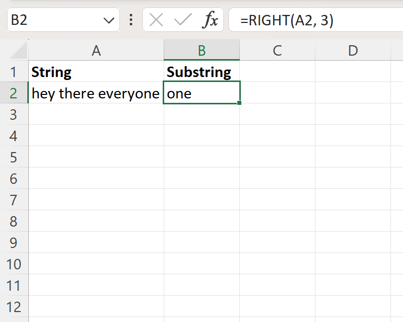 Excel get substring from end of string