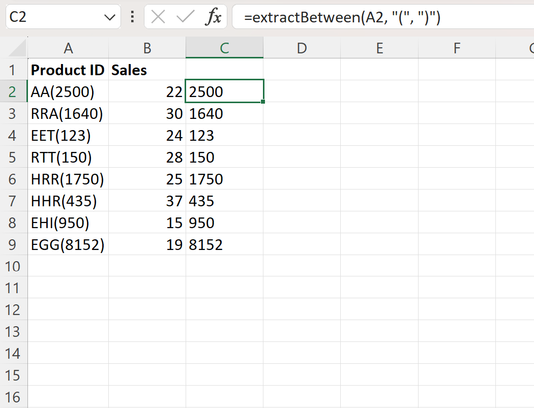 exb2 VBA extract text between two specific characters