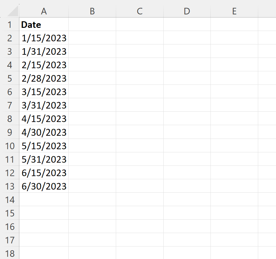How can I use Excel to generate dates for the 15th and last day of each month? 2