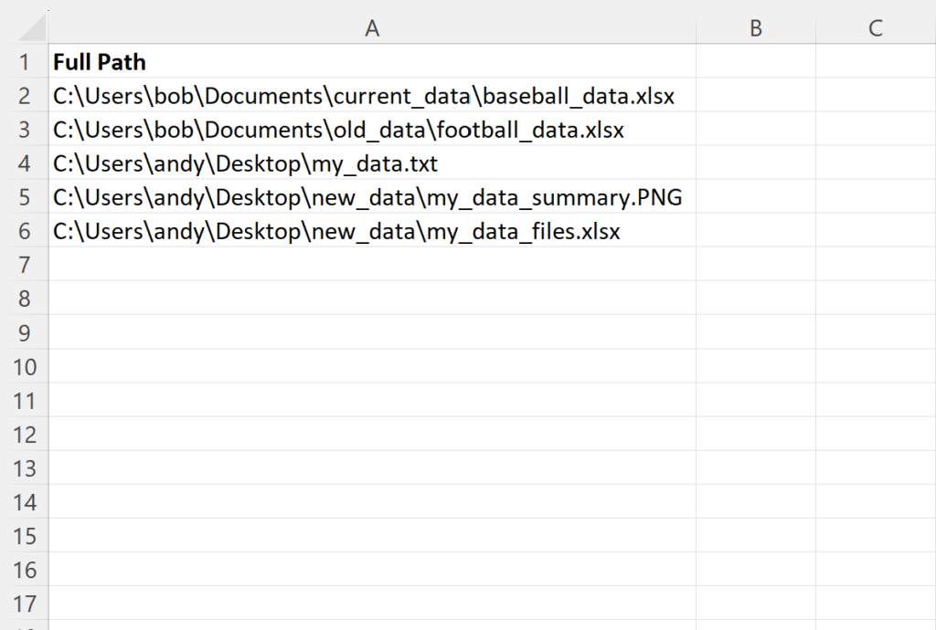 How can I extract the filename from a full path in Excel? 2