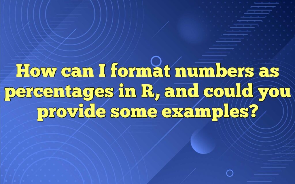 How can I format numbers as percentages in R, and could you provide some examples?