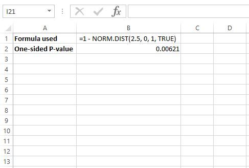How do you find the P-value from a Z-Score in Excel? 2