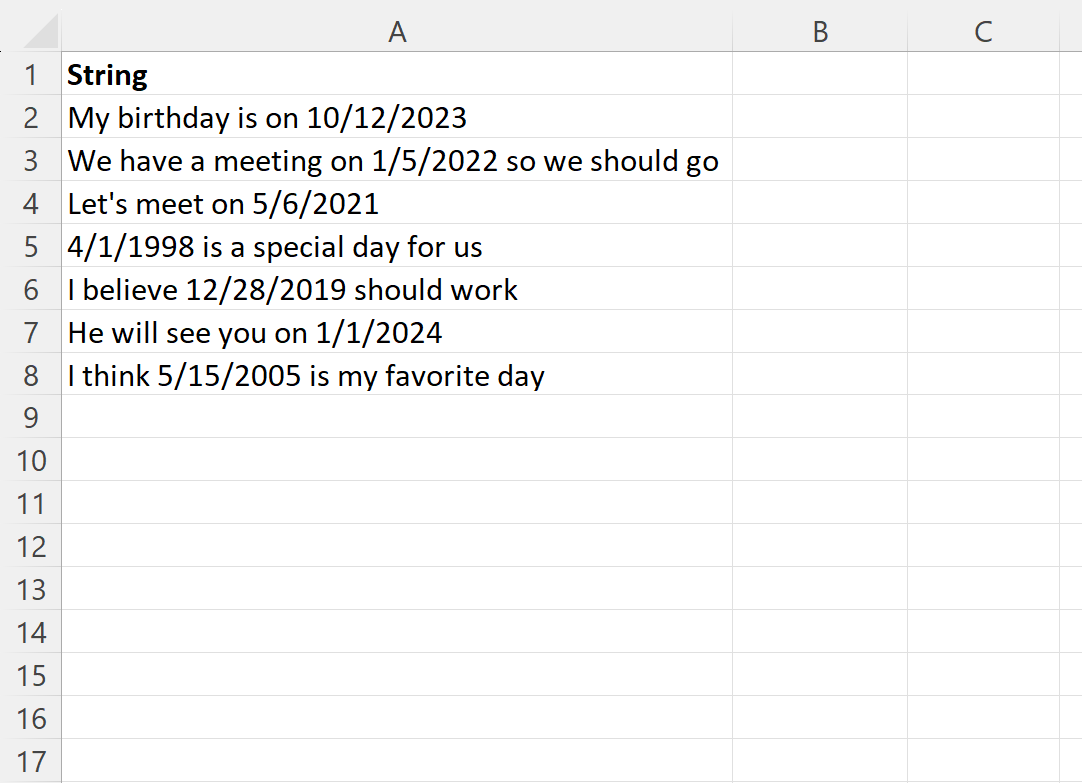 Extract A Date From A Text String In Excel