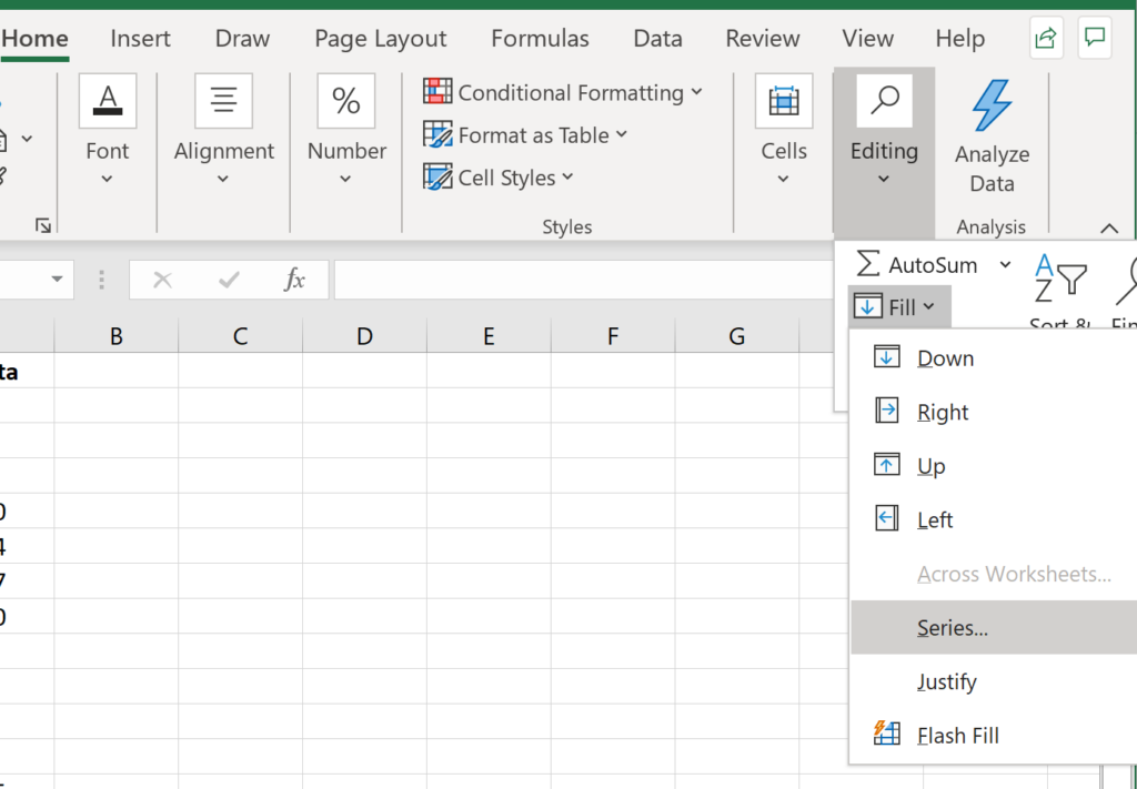 How can missing values be interpolated in Excel? 2