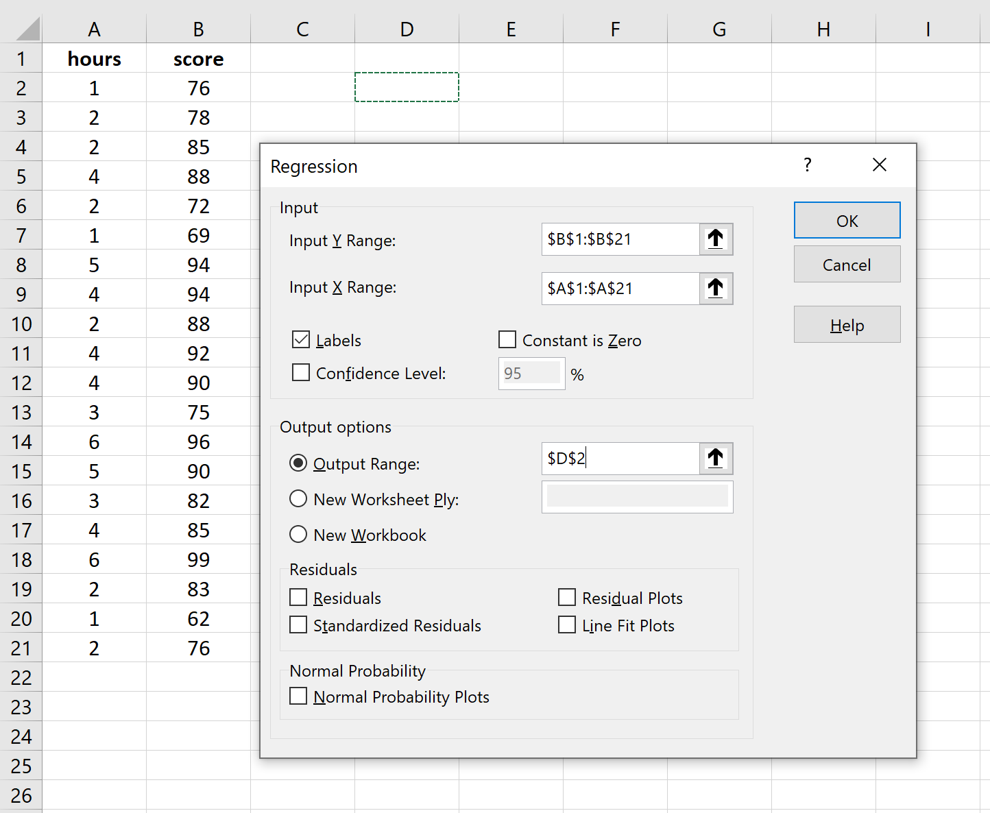 simpleregressionexcel4 Regression in Excel