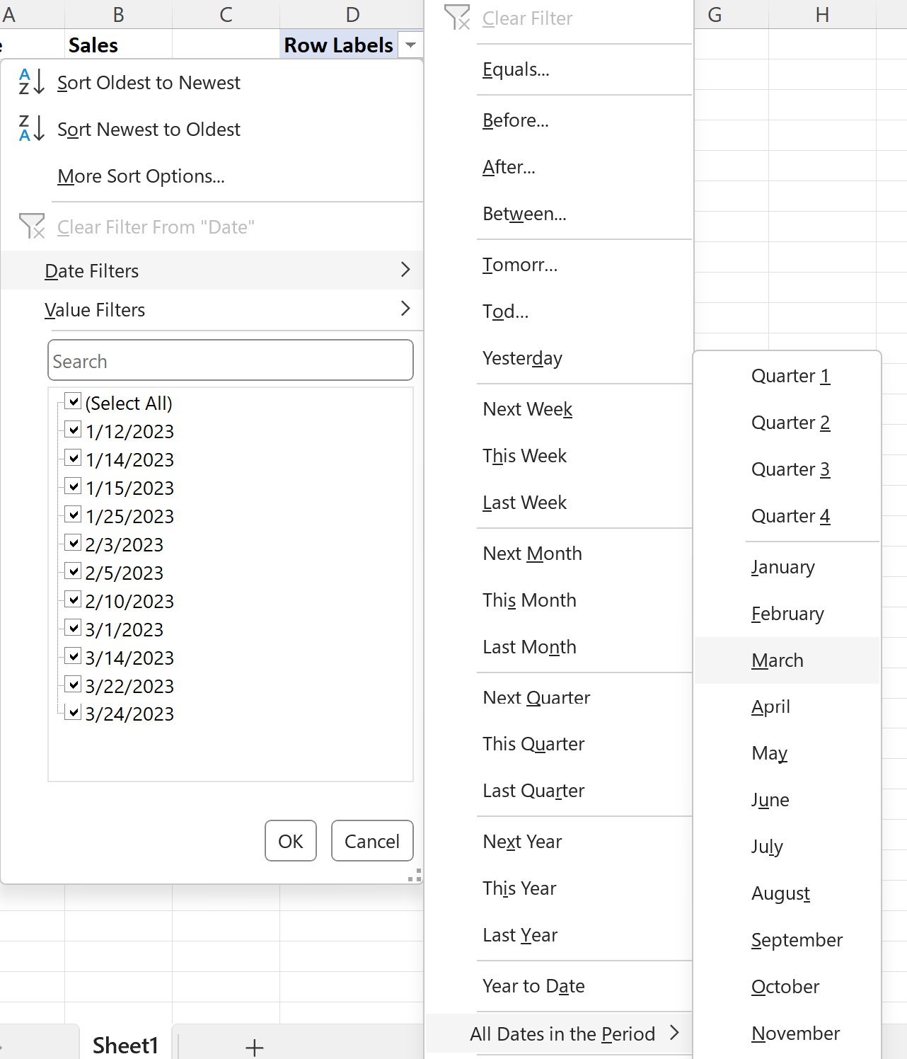 smonth3 Excel pivot table filter by month
