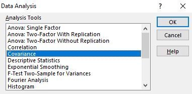 statology_covariance2 Covariance in data analysis toolpak in Excel
