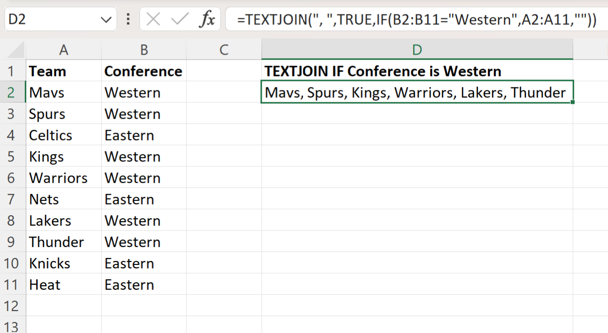 Excel TEXTJOIN IF