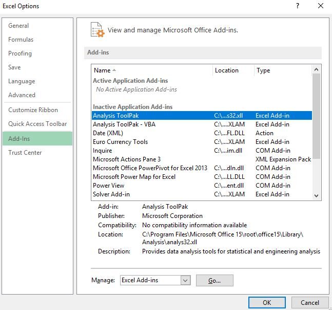 How do I load the Analysis ToolPak in Excel? 2