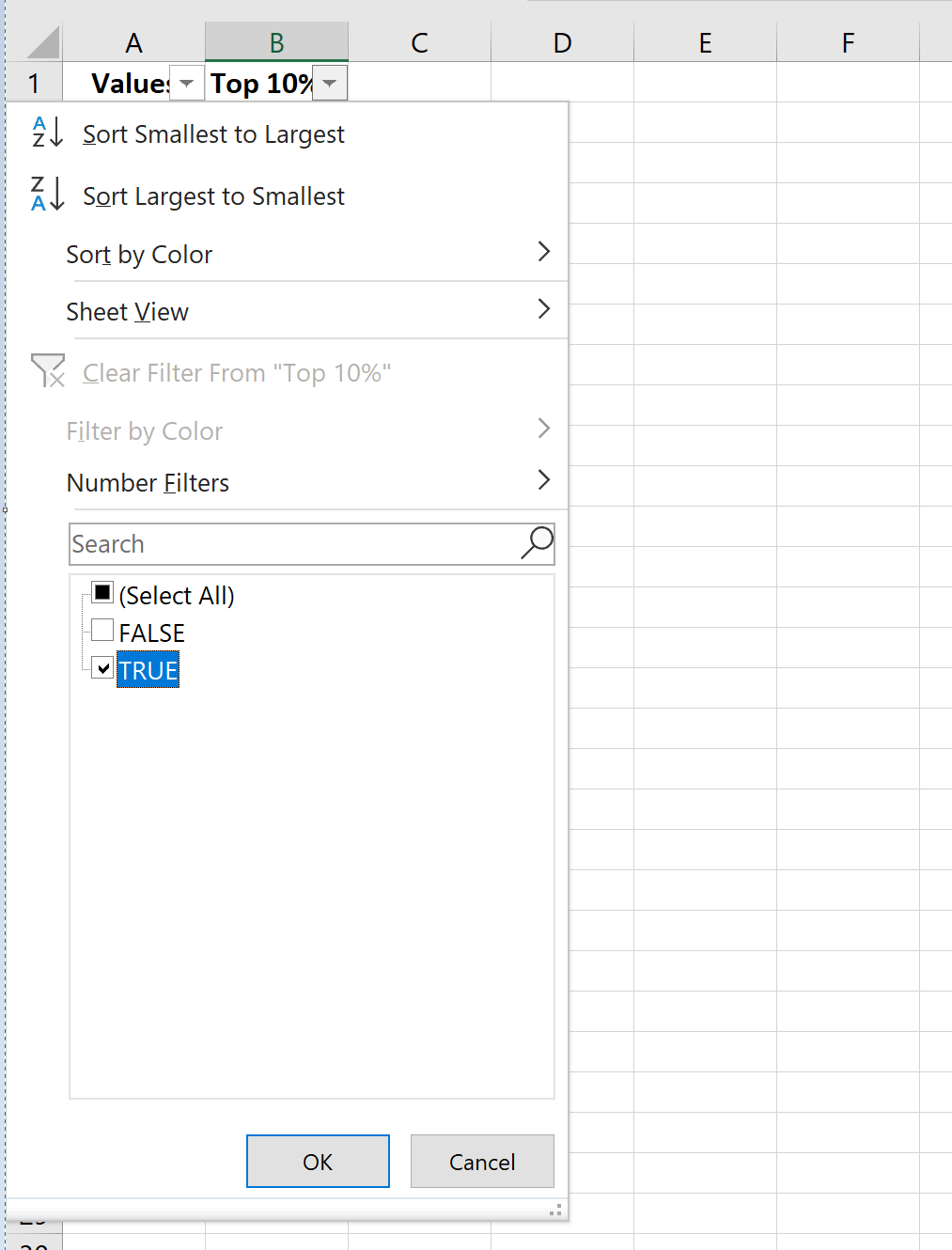 top10_6 Filter top 10 percent of values in Excel