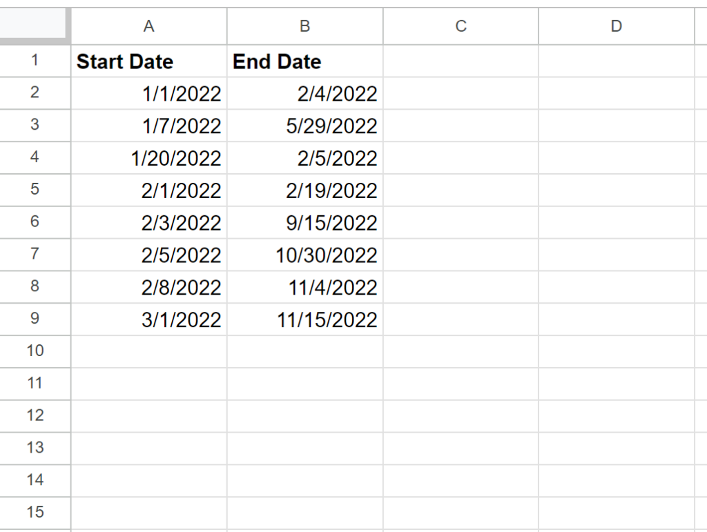 How can I use Google Sheets to calculate the number of weeks between two given dates? 2