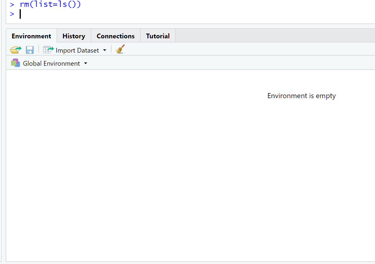 clear environment in R