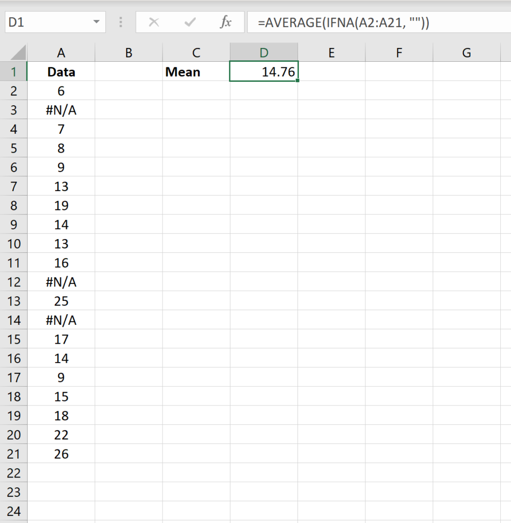 How can I ignore #N/A values when using formulas in Excel? 2