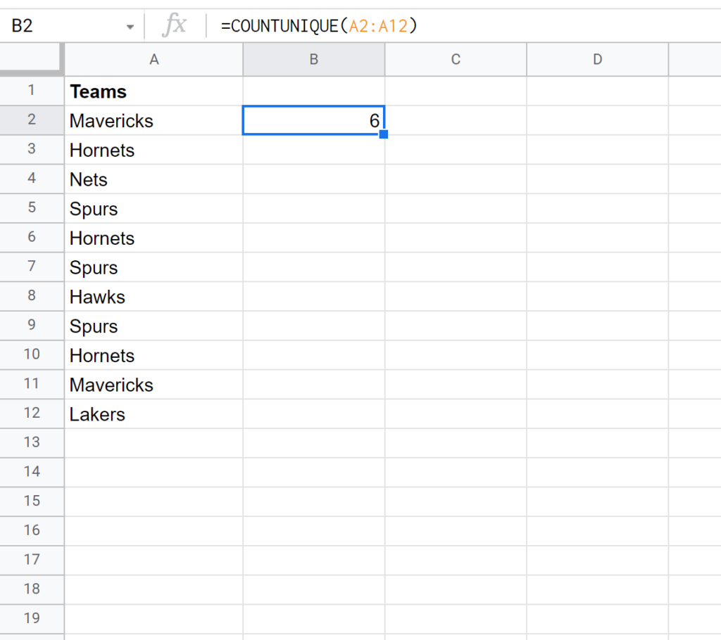 How can I count unique values in Google Sheets? 2