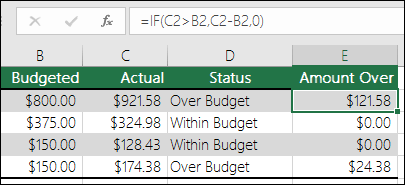 4bbae039-b79d-4998-b8b3-a18950f4350e Formula in cell E2 is =IF(C2>B2,C2-B2,"")