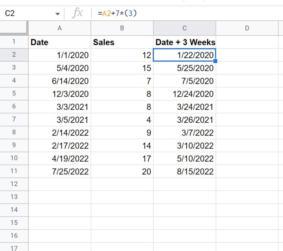addweek1 Google Sheets add weeks to date