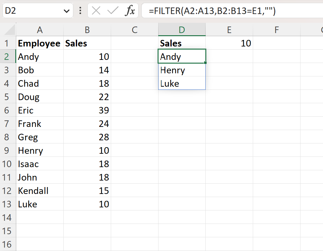 Excel find all values that match criteria