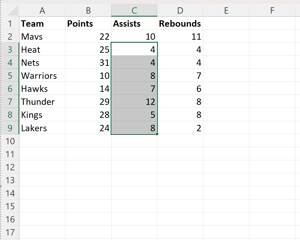 VBA select range down from active cell