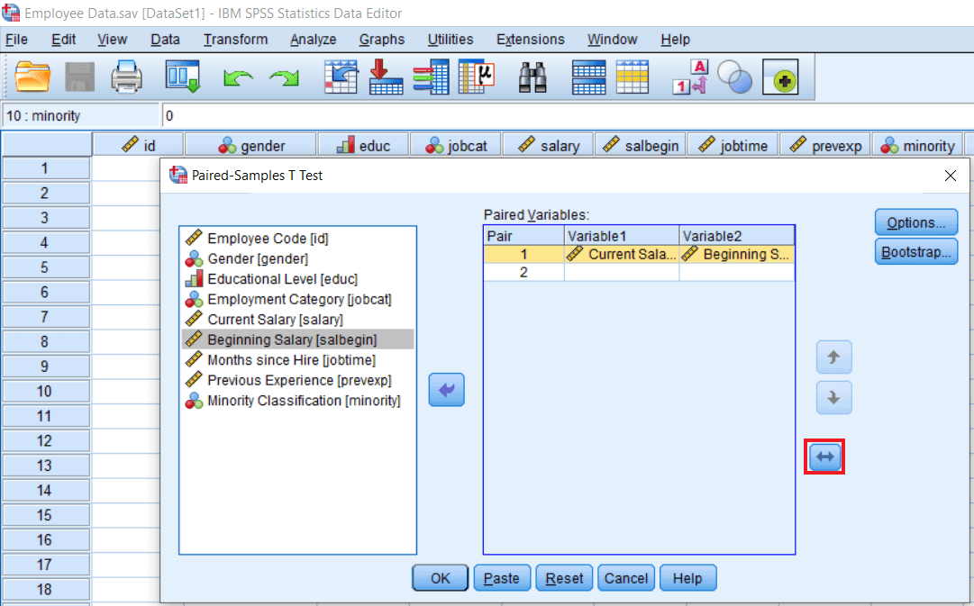 Calculating Paired Sample t-test