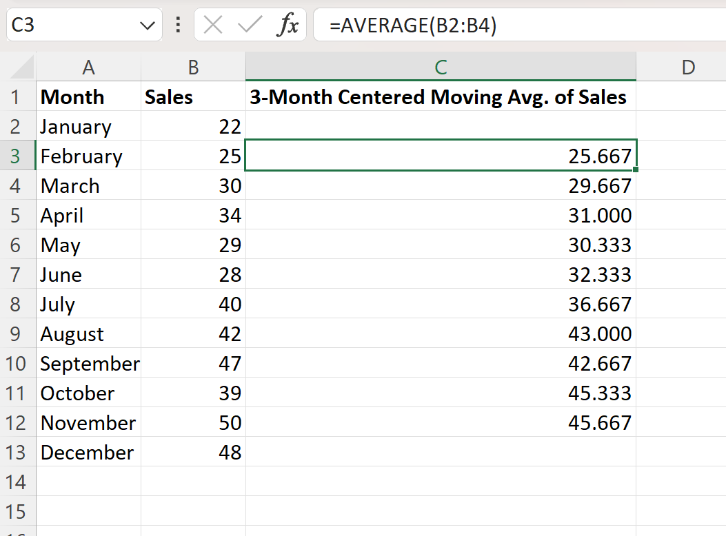 centered1 centered moving average in Excel