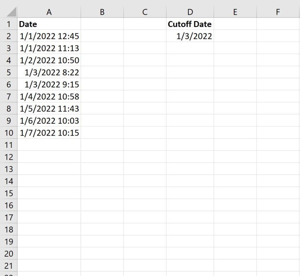 How can I compare dates without taking into account the time in Excel? 2