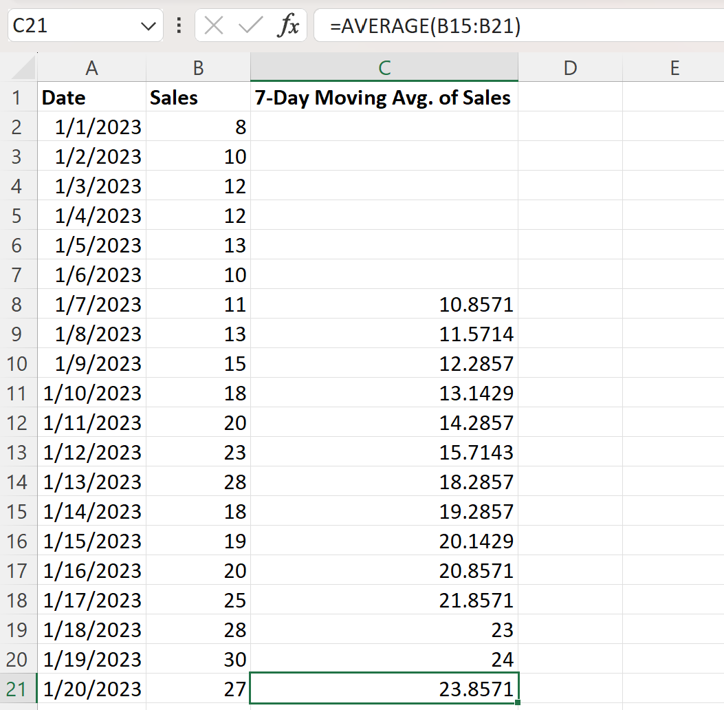 How Do I Calculate A 7day Moving Average In Excel?
