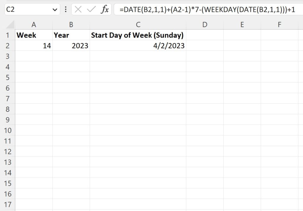 How can I get the date from a week number in Excel? 2