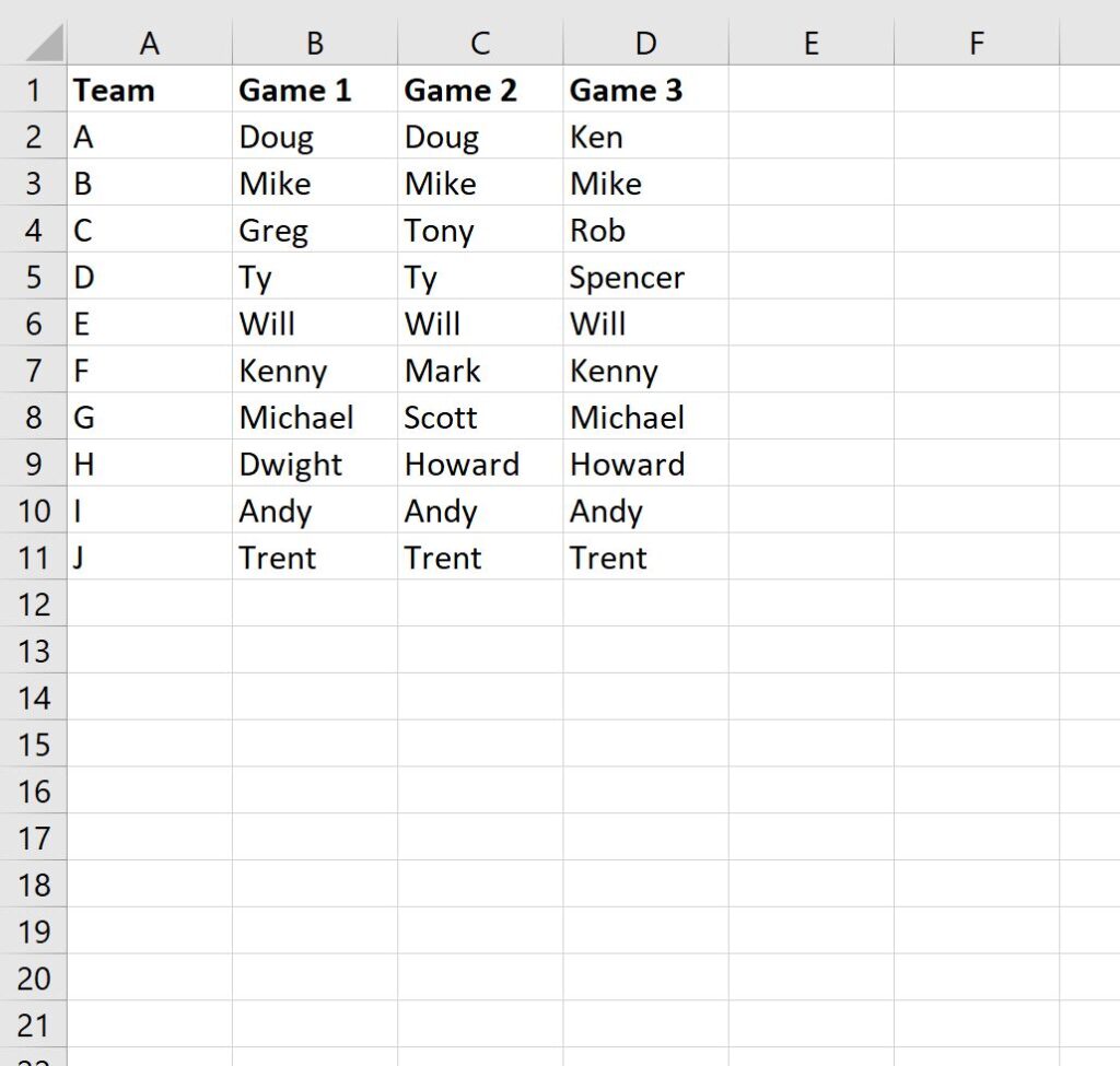 How can I compare three columns in Excel using an example? 2